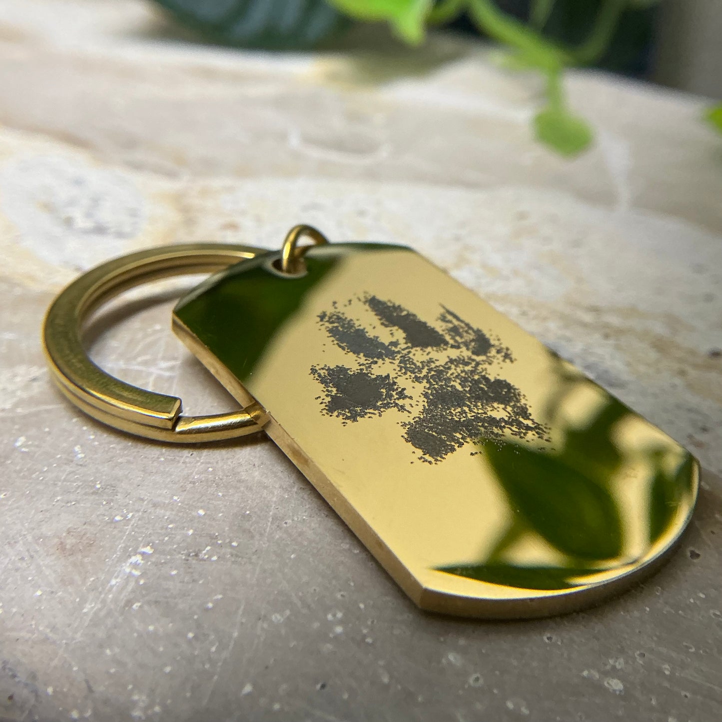 Pawprint Engraved - Dogtag Shaped Keychain | Pet Keepsakes