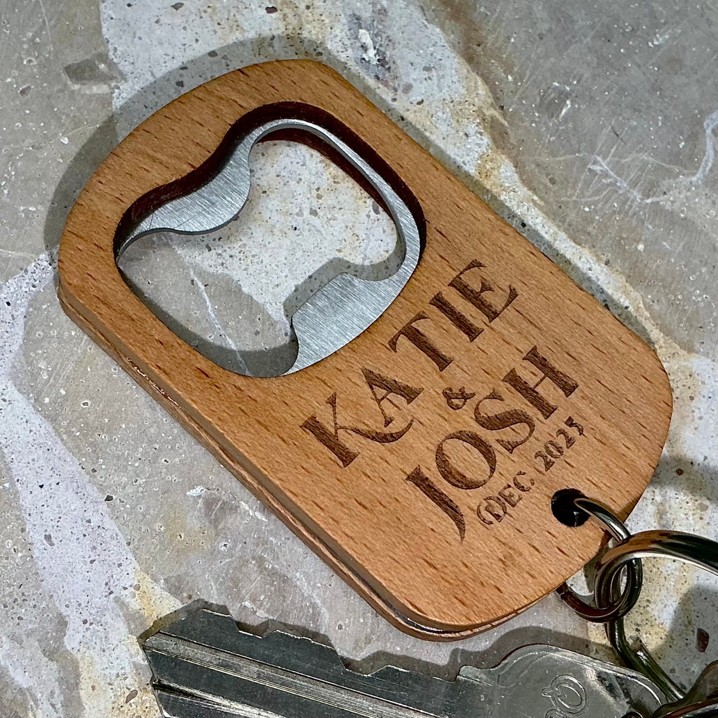 Wooden Bottle Opener Keychain | Wedding Gifts