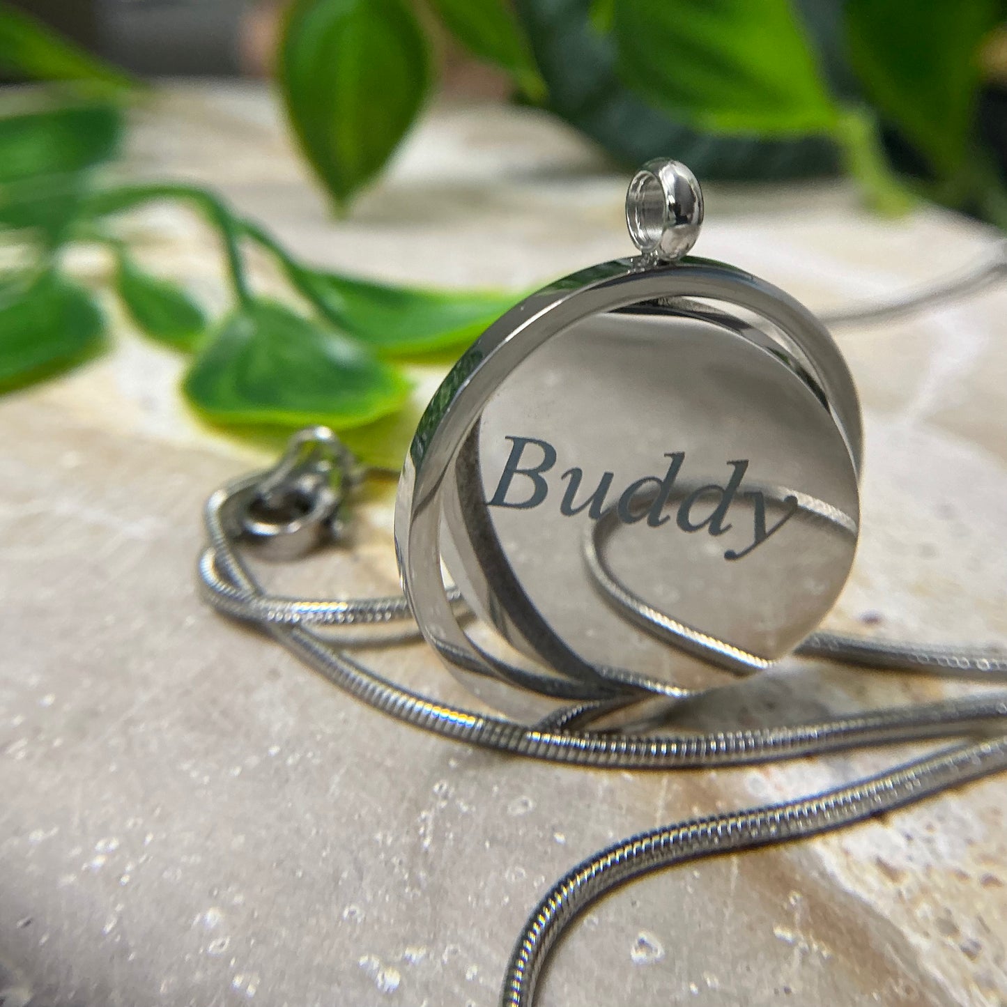 Pawprint Engraved - Rotating Circle Pendant Necklace | Pet Keepsakes