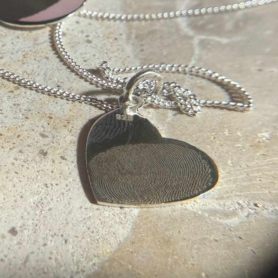 Heart Pendant Necklace | Stirling Silver | Engraved Keepsakes