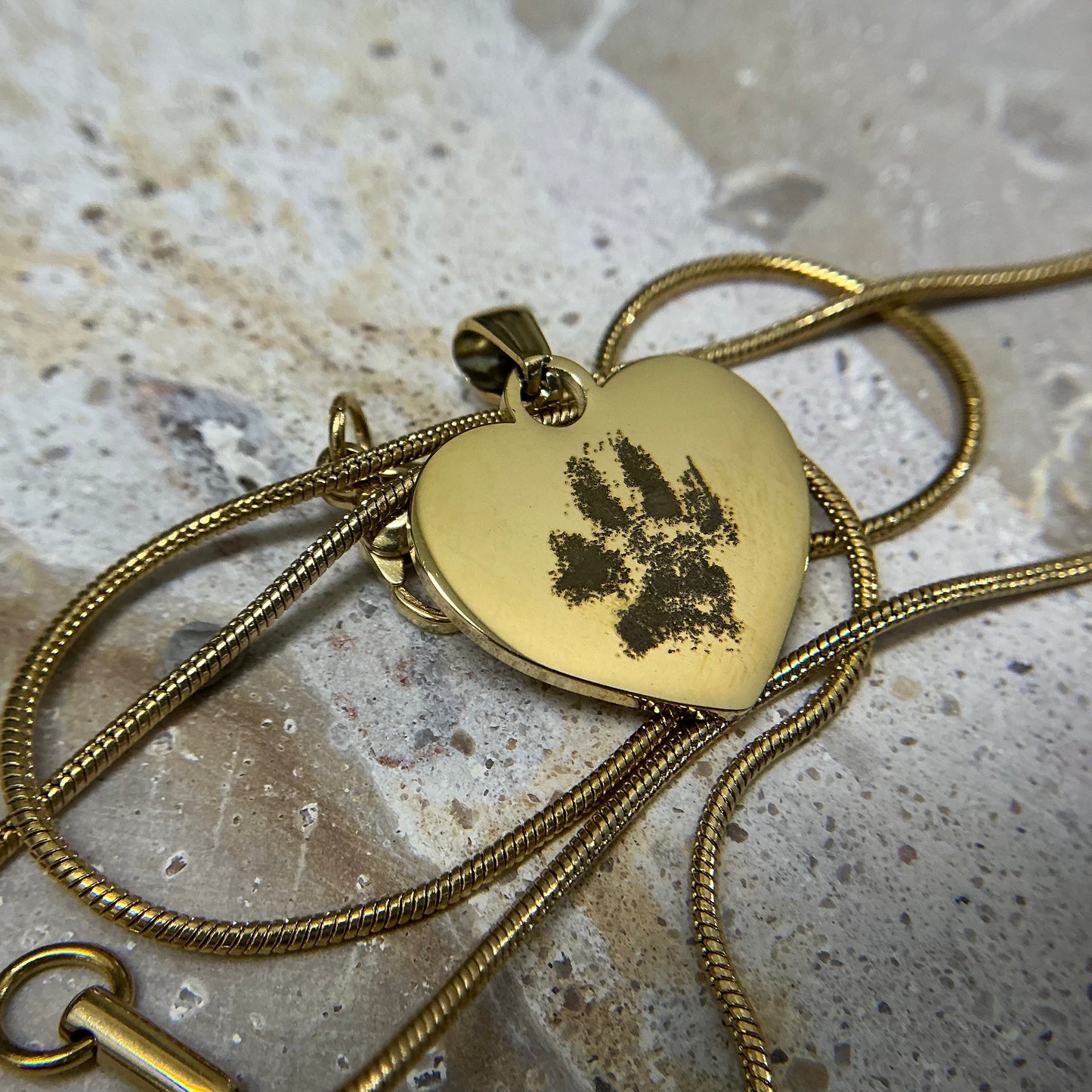 Pawprint Engraved - Heart Pendant Necklace | Pet Keepsakes