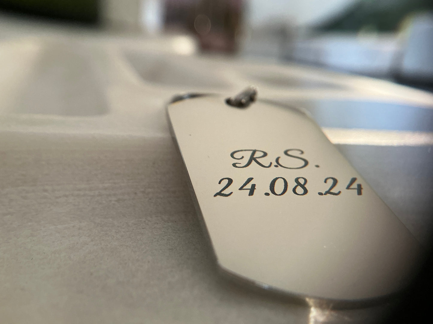 Dogtag Shaped Keychain | Personalised Engraved Keepsakes