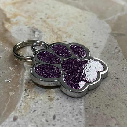Coloured Glitter Paw Nametag | Custom Pet Accessories
