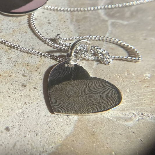 Heart Pendant Necklace | Stirling Silver | Engraved Keepsakes