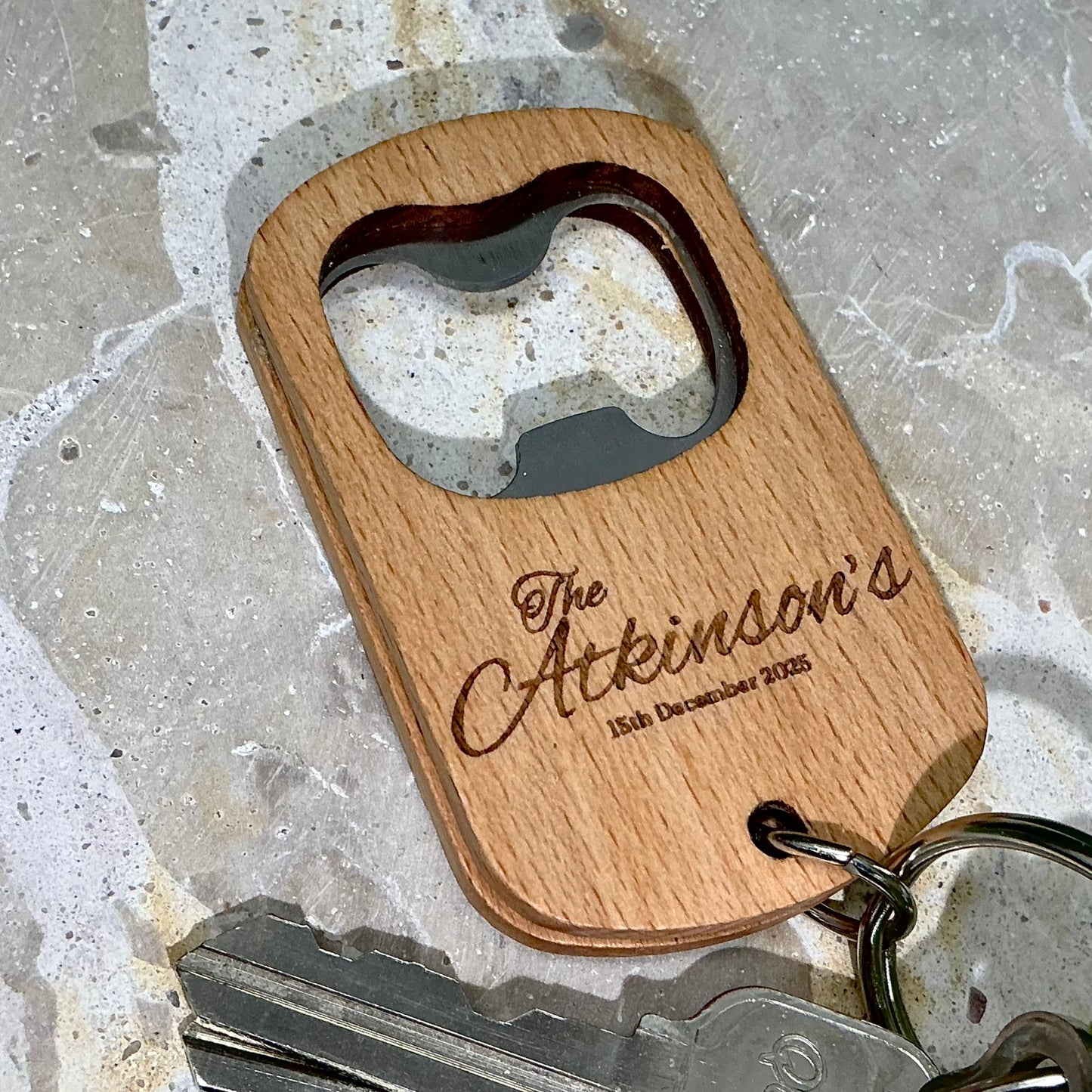Wooden Bottle Opener Keychain | Wedding Gifts